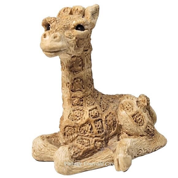 Vtg Baby Speckled Giraffe Brown Colored Animal Figurine Stone Critter Littles - Picture 3 of 9